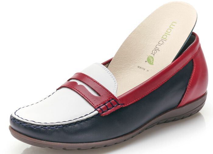 Waldl&auml;ufer Mokassin-Slipper mit herausnehmbaren Lederfussbett 