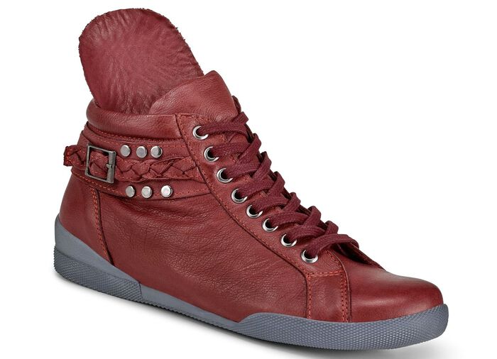 Andrea Conti Schn&uuml;r-Stiefelette in angesagter Optik RUBINROT