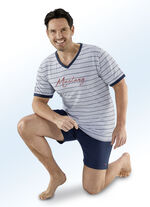 MUSTANG Shorty mit V-Ausschnitt, garngefärbtem Ringeldessin 