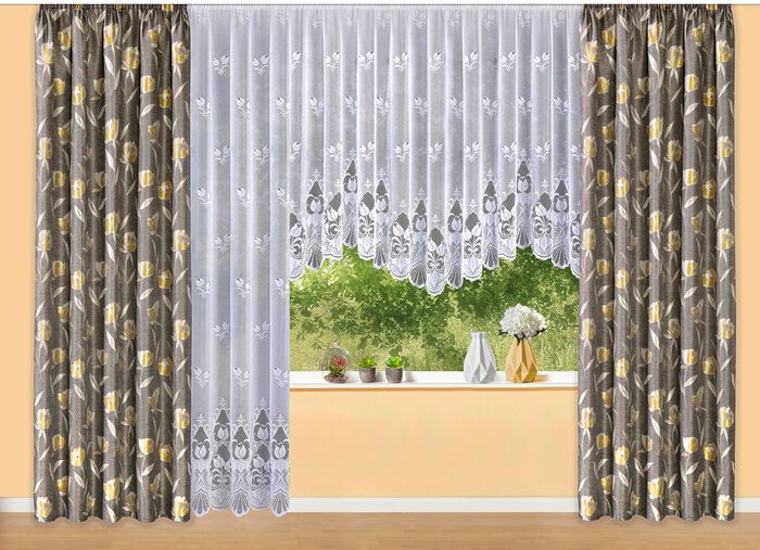 &Uuml;bervorhang mit Glanzeffekt und Universalschienenband TAUPE