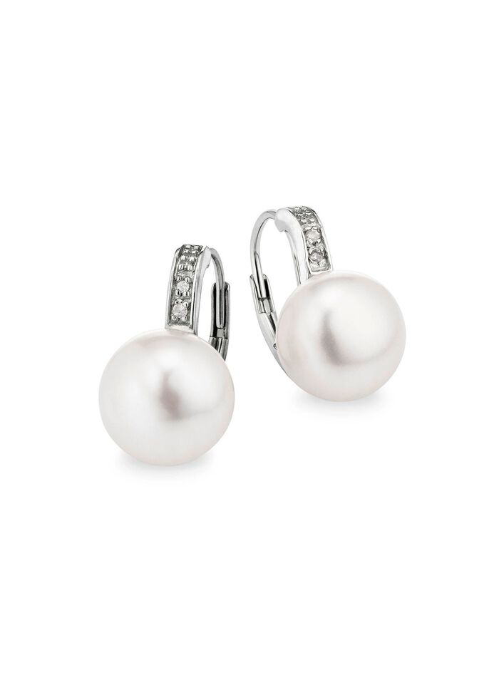 Ohrringe mit S&uuml;sswasser-Zuchtperlen und Diamanten 