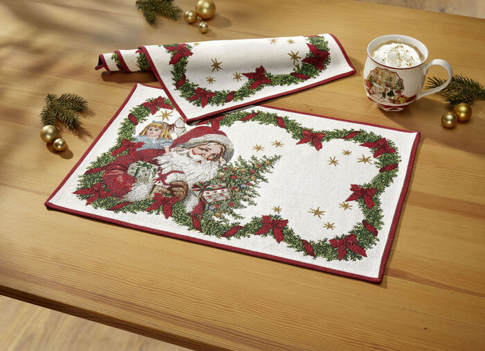 Gobelin-Tischserie aus dem Hause Villeroy & Boch CREME-ROT