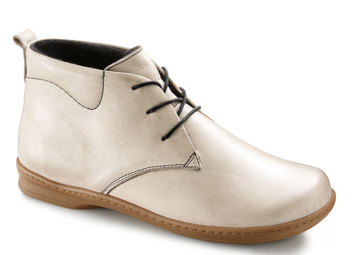 Gemini Schnür-Stiefelette aus hochwertigem Leder KIESEL