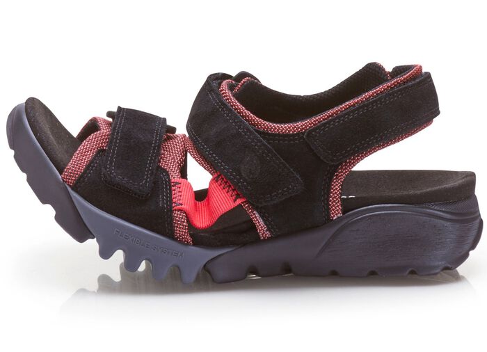 Waldl&auml;ufer Sandale mit superflexibler Laufsohle SCHWARZ-ROT