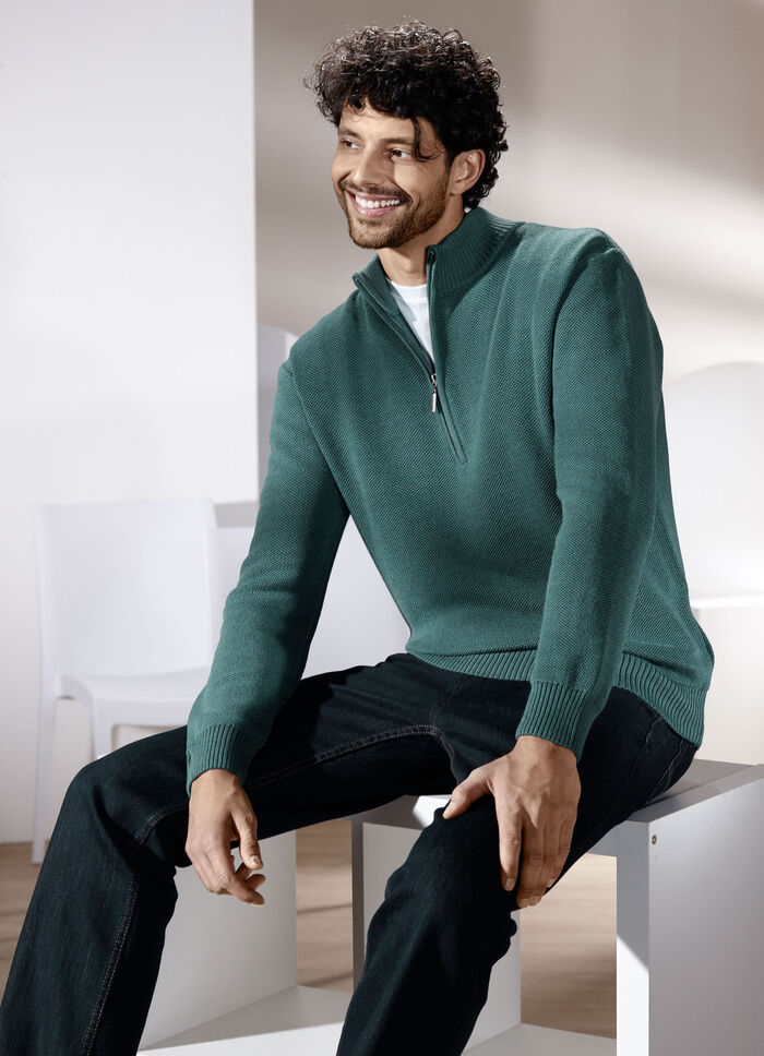  Unifarbener Stehkragenpullover in 3 Farben PETROL