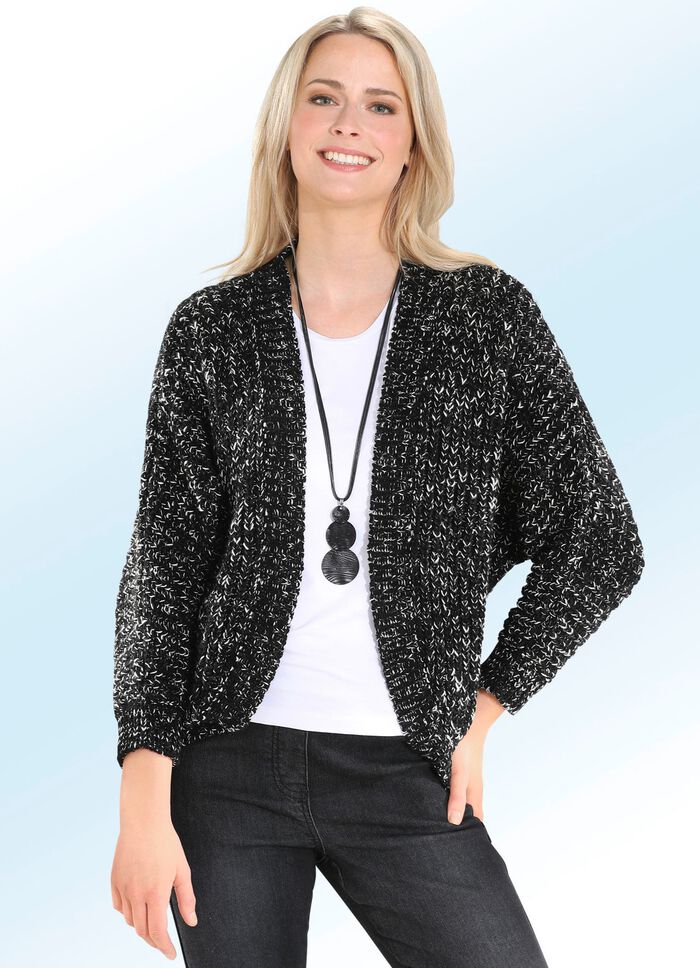Strickjacke mit Melange-Effekt SCHWARZ-ECRU