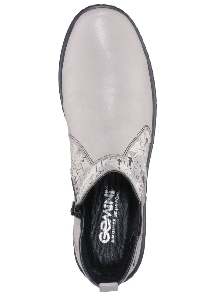 Gemini Stiefelette aus teilweise bedrucktem Rind-Nappaleder KIESEL