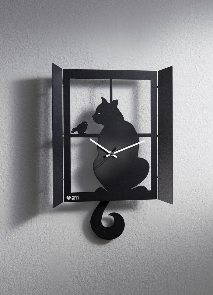 Originelle Wanduhr mit Katzen-Motiv 