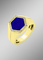 Herrenring mit Weisstopas und Lapislazuli