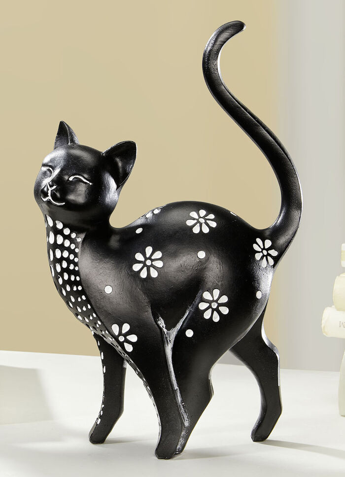 Katzen mit Punkten und Blumenmuster SCHWARZ-WEISS