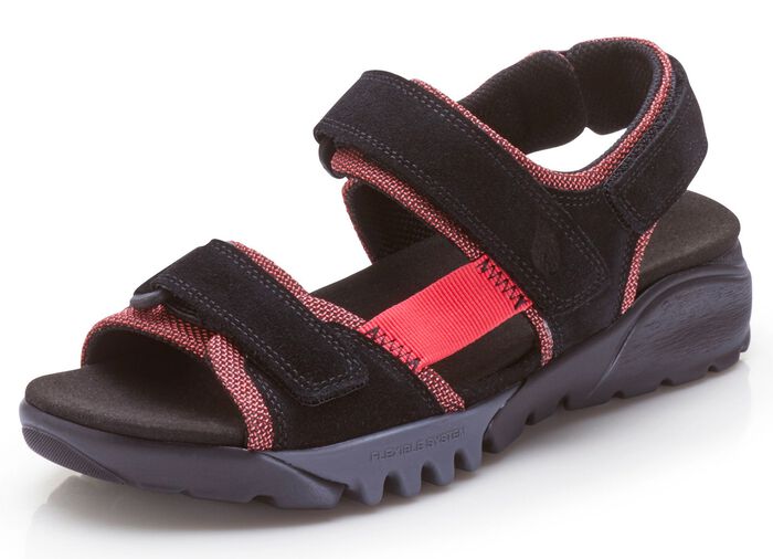 Waldl&auml;ufer Sandale mit superflexibler Laufsohle SCHWARZ-ROT
