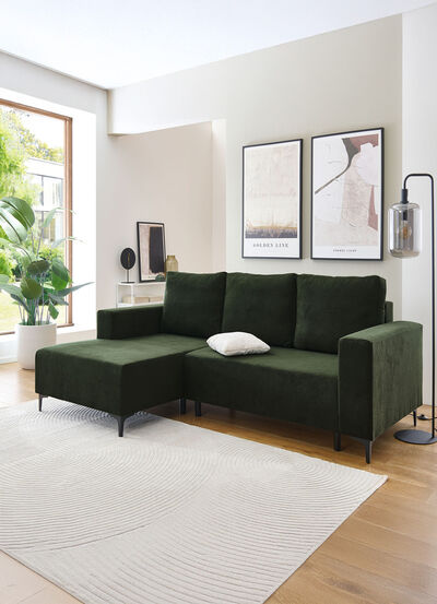 Polsterecke mit Bettfunktion und Bettkasten 