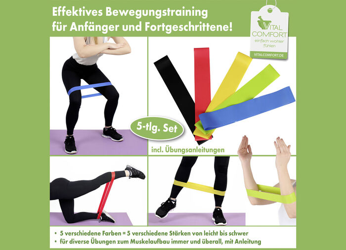 Kräftigungsbänder für In- und Outdoor, 5er-Set