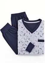 Zweierpack Schlafanz&uuml;ge mit V-Ausschnitt und B&uuml;ndchenabschl&uuml;ssen  