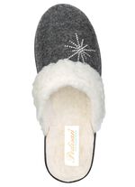 Gef&uuml;tterte Damen-Hausschuhe, mit Schurwolle ANTHRAZIT