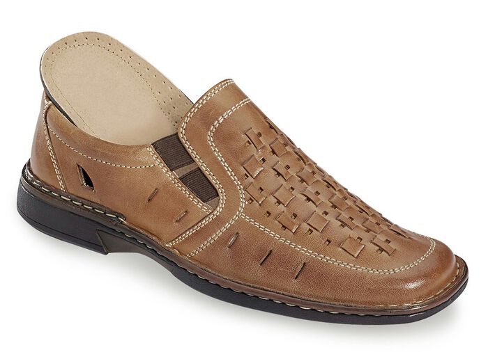 Slipper mit interessanter Flechtung COGNAC
