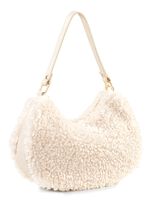 Laurina Tasche aus kuscheligem Teddy-Pl&uuml;sch und genarbtem Kalbleder 