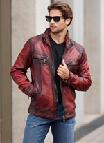 Lederkurzjacke mit Brusttaschen 