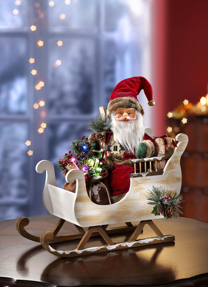Beleuchteter Weihnachtsmann mit Schlitten 