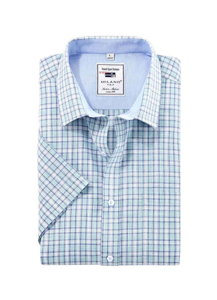 Kariertes «Milano Italy»-Hemd in 4 Farben TÜRKIS KARIERT