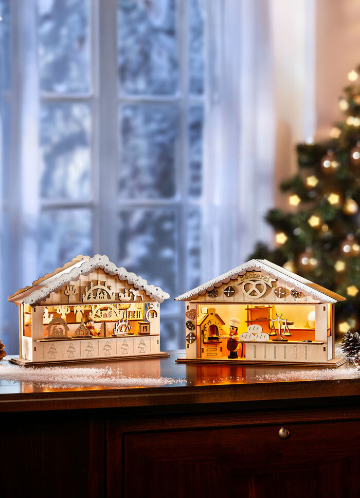 Weihnachtsmarktszene aus Holz 