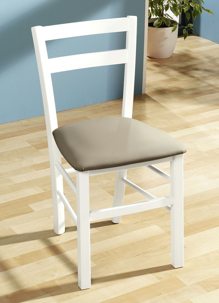 Esszimmerstühle, 2er-Set, aus massiver Buche WEISS-GRAU