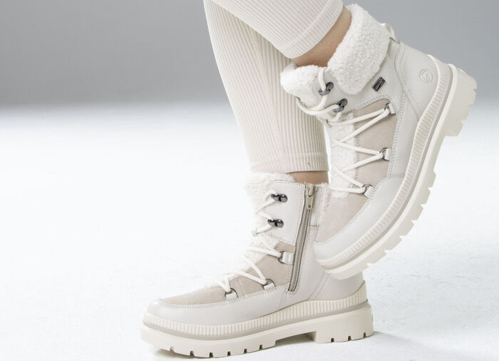 Remonte, gefütterte Damen-Boots, Winterschuhe, Weite G, mit Reissverschluss ECRU-BEIGE