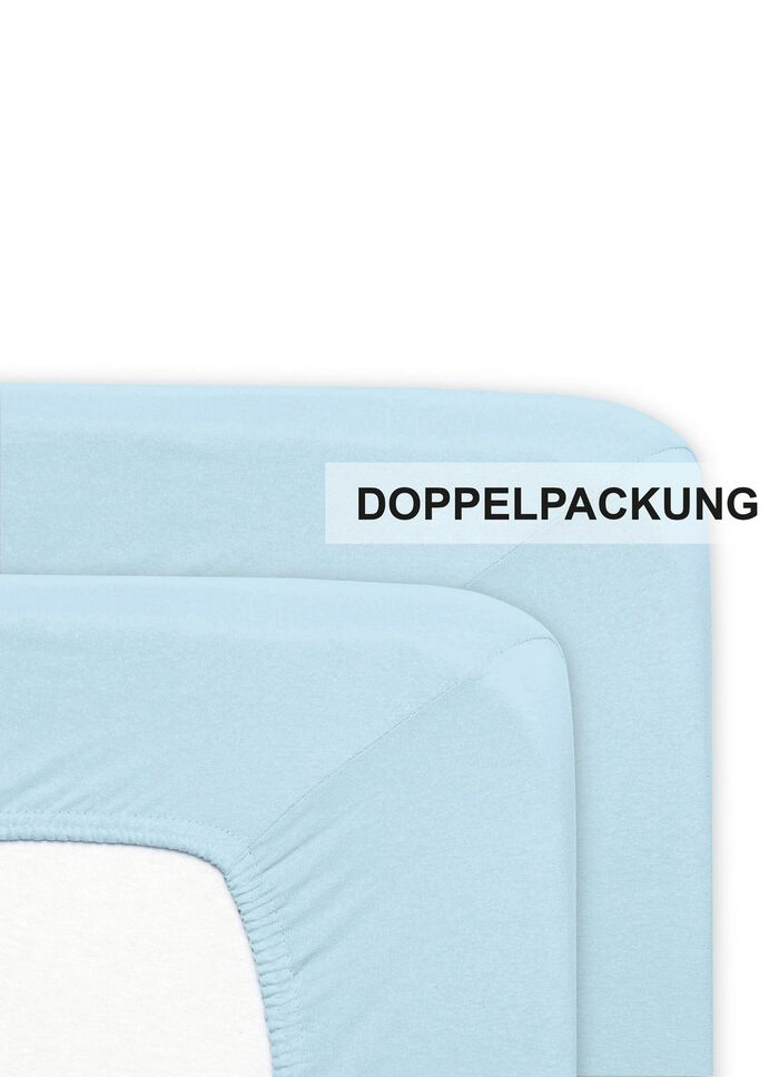 Flausch-Biber-Spannbettt&uuml;cher aus Baumwolle BLAU