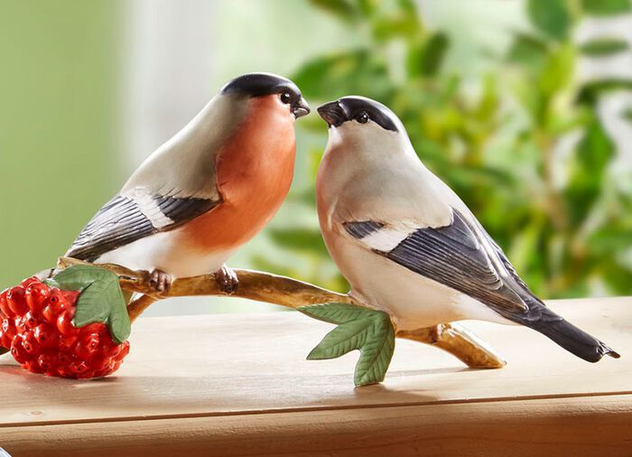 Vogel-Figuren aus hochwertigem Biskuitporzellan BUNT