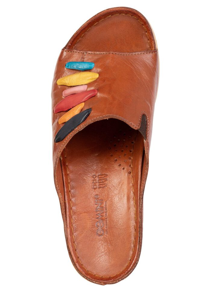 Gemini, trendige Damen-Pantoletten, Weite G, mit Gummizug COGNAC