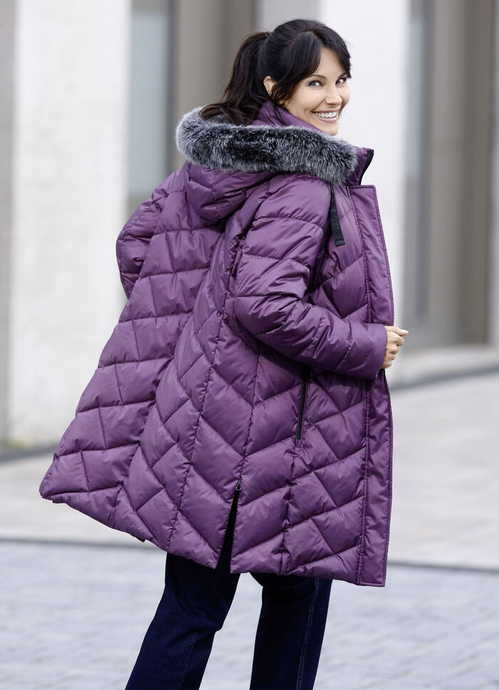 Kurzmantel mit abnehmbarem Kunstpelz-Besatz PURPLE