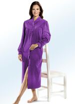 Hausmantel mit zauberhafter Strukturierung AUBERGINE