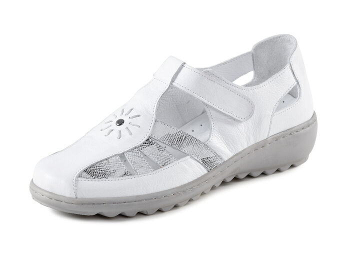Gemini Slipper aus teilweise gepr&auml;gtem Nappaleder WEISS-GRAU