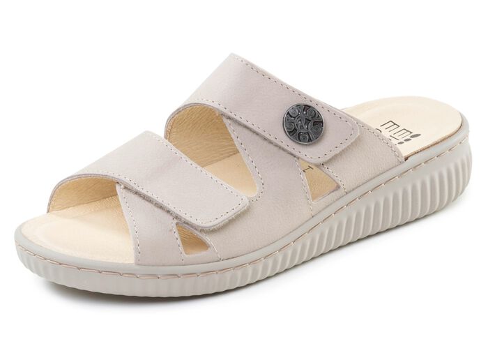 ELENA EDEN, bequeme Damen-Pantoletten, Weite H, mit herausnehmbarem Fussbett BEIGE