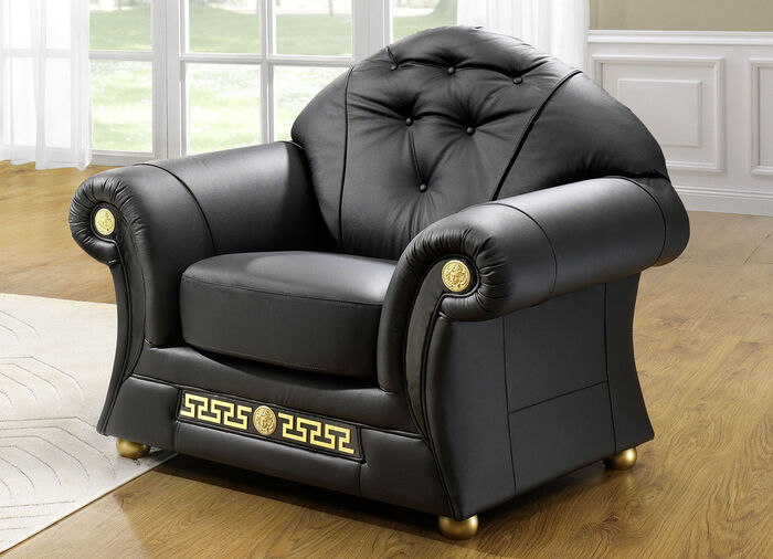 Frei im Raum aufstellbare Polstermöbel mit echtem Lederbezug SCHWARZ