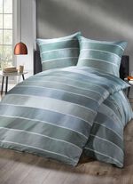 Bettw&auml;sche-Garnitur mit Blockstreifen-Dessin 