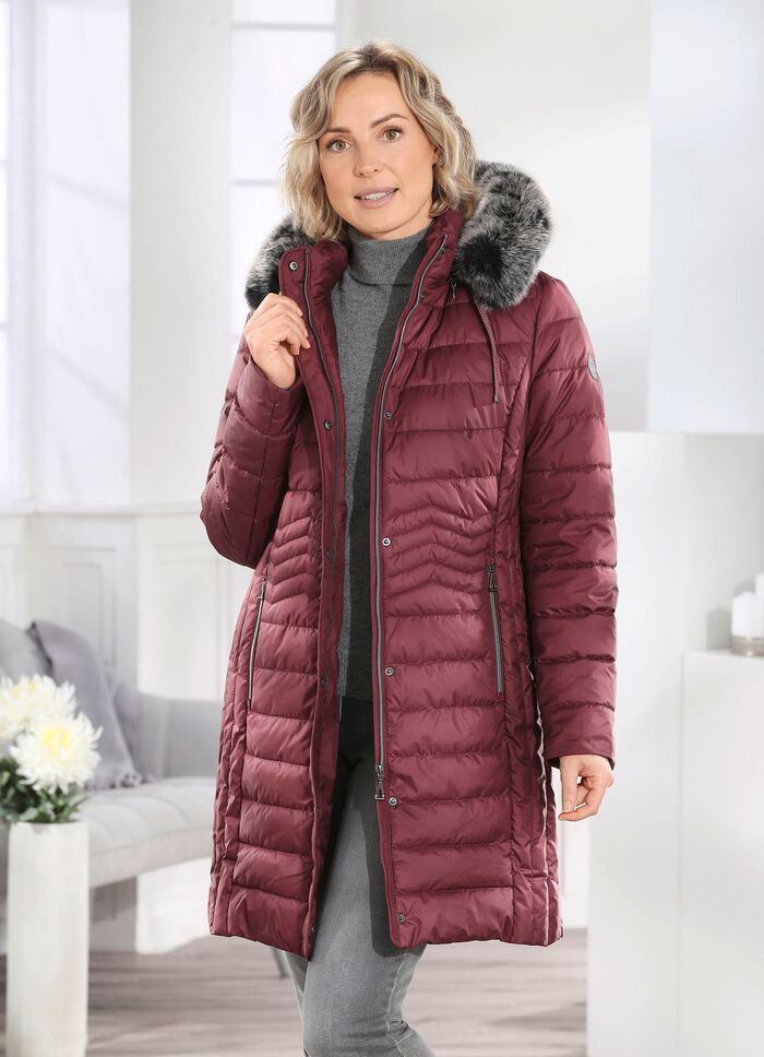 Kurzmantel mit seitlicher L&auml;ngssteppung KASTANIE