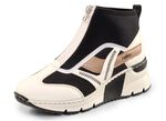 Rieker, stylische Damen-Boots, Weite G, mit herausnehmbarem Fussbett CREME-SCHWARZ-BRAUN