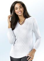 Pullover mit Rautenstruktur WEISS