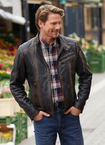 Lederkurzjacke mit Stehkragen 