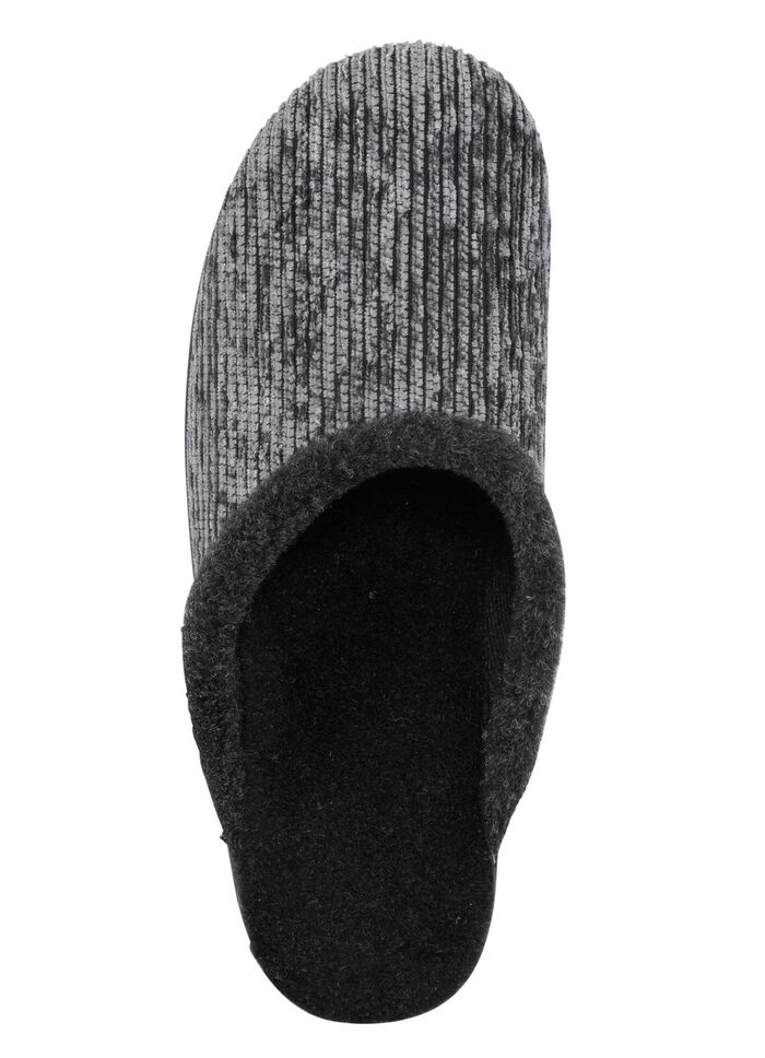 Laurina Pantoffel aus changierendem Cord-Material mit Filzbesatz GRAU