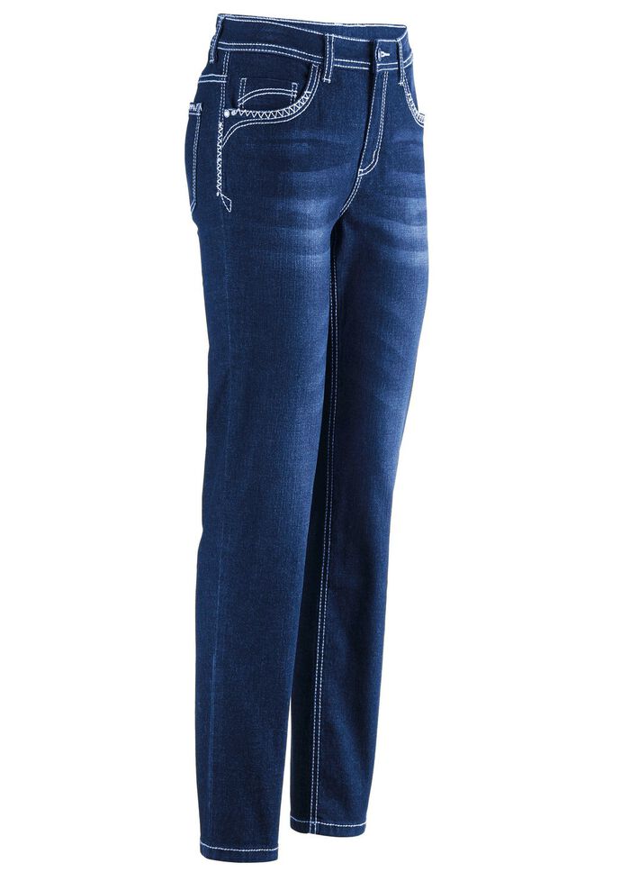 Jeans mit Ziern&auml;hten und Strasssteinen 