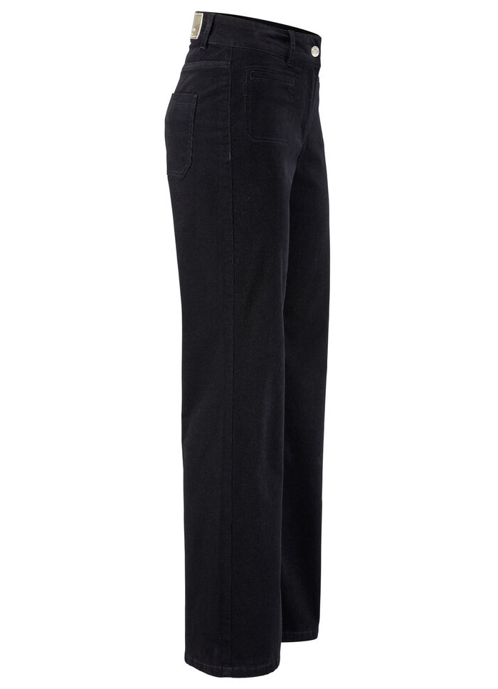 Cordhose mit weitem Beinverlauf SCHWARZ