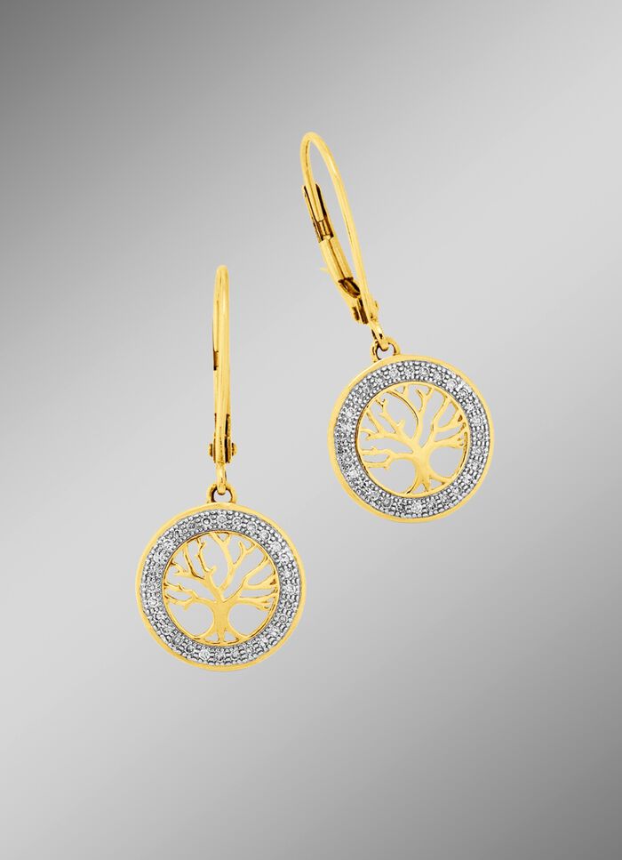 Lebensbaum-Ohrringe mit Diamanten 