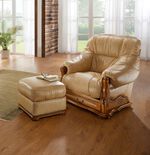 Italienische Polsterm&ouml;bel mit Bezug aus echtem Leder CREME