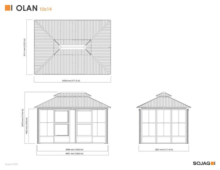Pavillon Olan aus pulverbeschichtetem Aluminium 