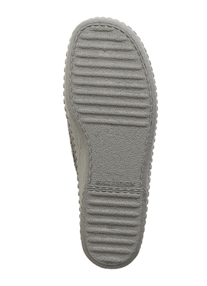 Textil-Pantoffel mit anatomisch geformtem Fussbett GRAU-SCHWARZ