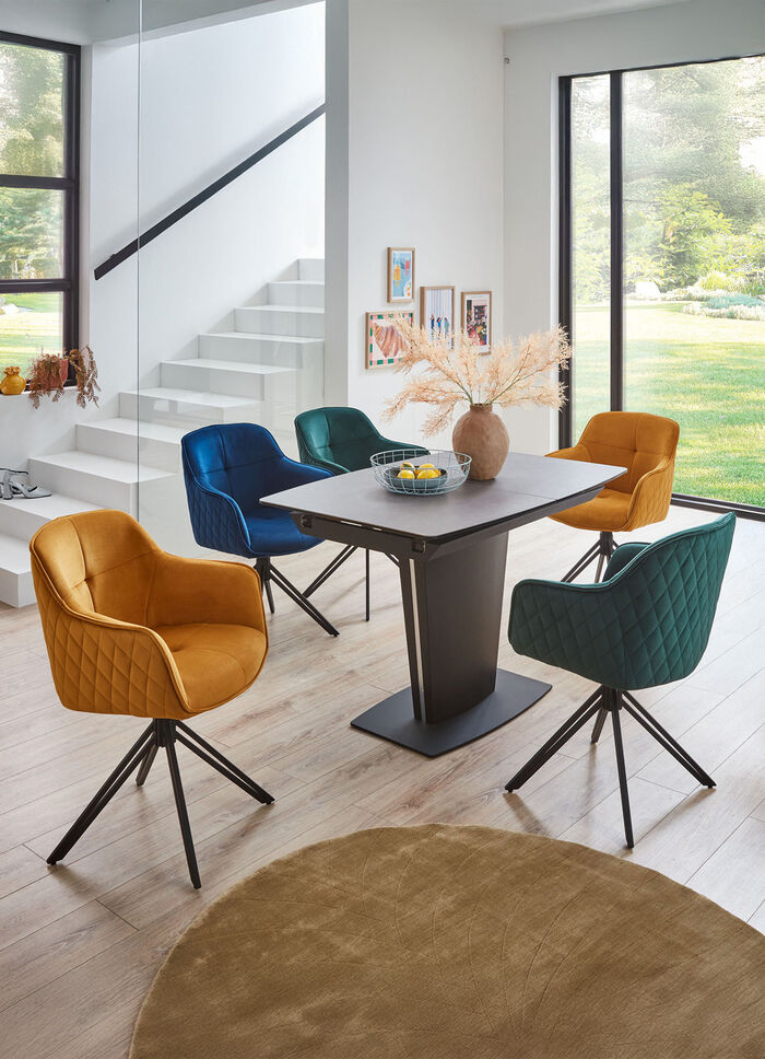 Drehbare Armlehnenstühle mit Samtbezug, 2er-Set BLAU