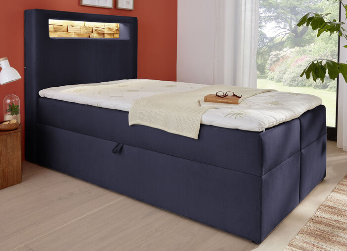 Boxspringbett mit mehrfarbig einstellbarer LED-Beleuchtung ANTHRAZIT