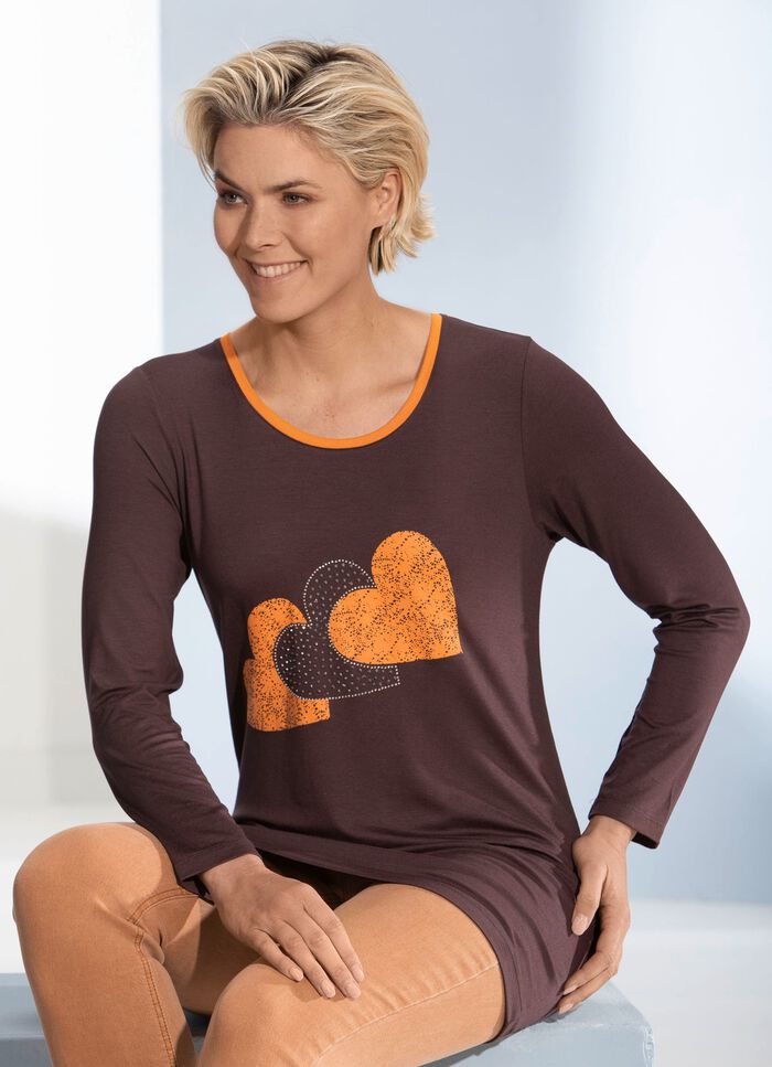 Shirt mit Motiv-Druck in 2 Farben BRAUN